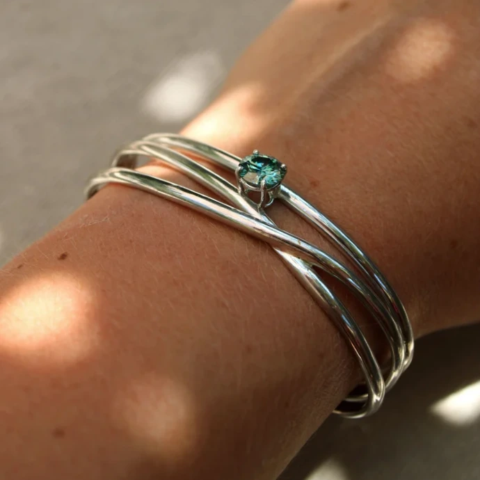 bracelet or blanc + topaze